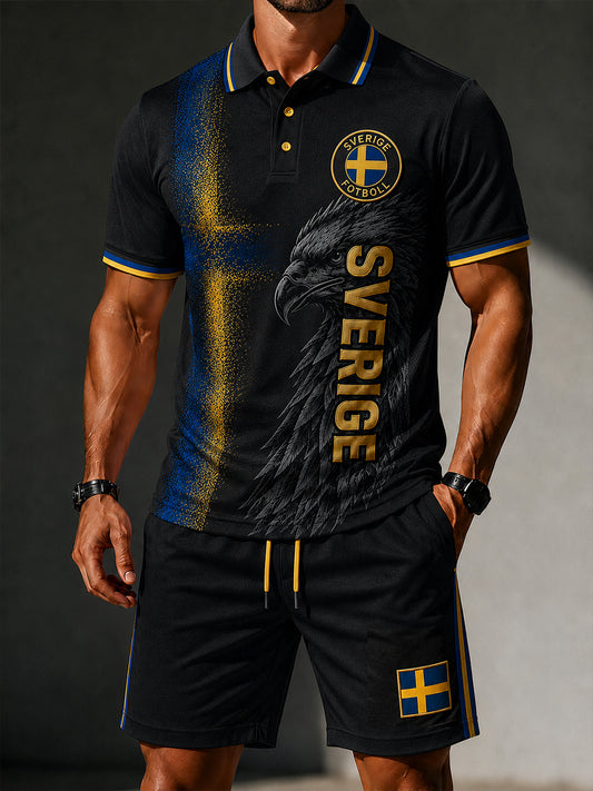 Retro svensk fotbollsfanart-print, avslappnad 2-delad set
