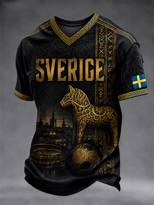 Retro svensk fotbollsfan-konsttryck avslappnad tröja