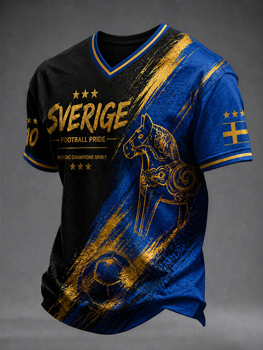 Retro svensk fotbollsfan-konsttryck avslappnad tröja