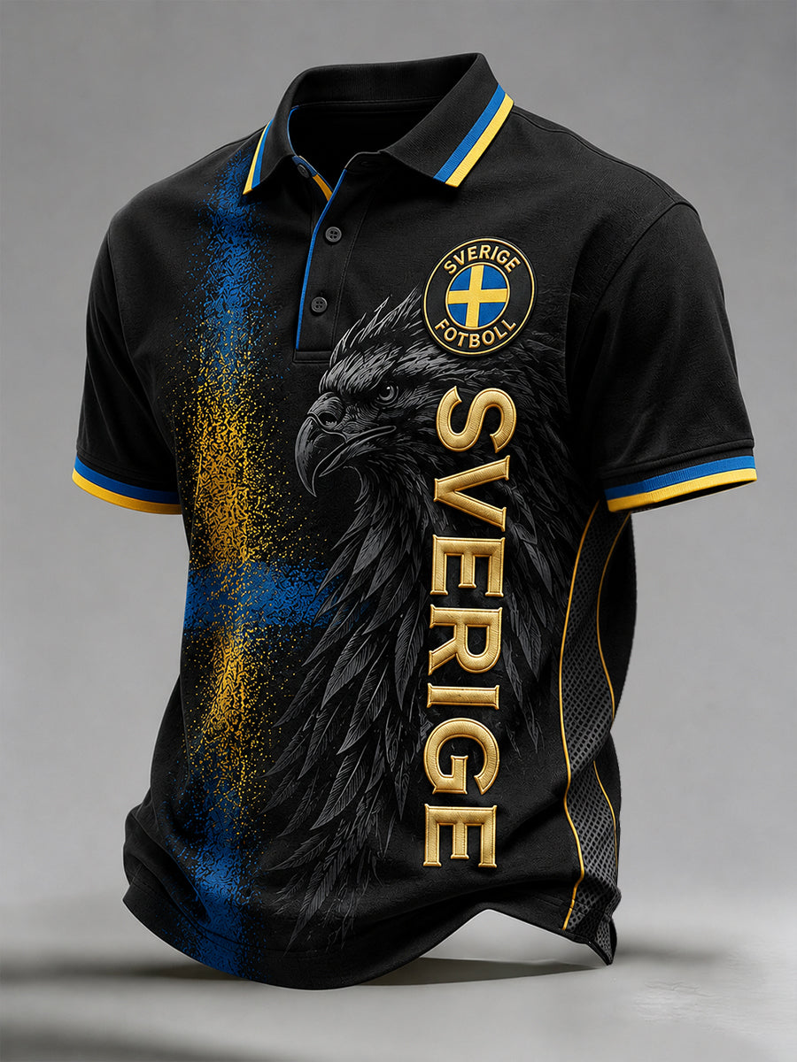 Retro svensk fotbollsfan-konsttryck avslappnad tröja