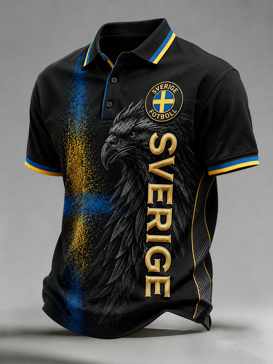Retro svensk fotbollsfan-konsttryck avslappnad tröja