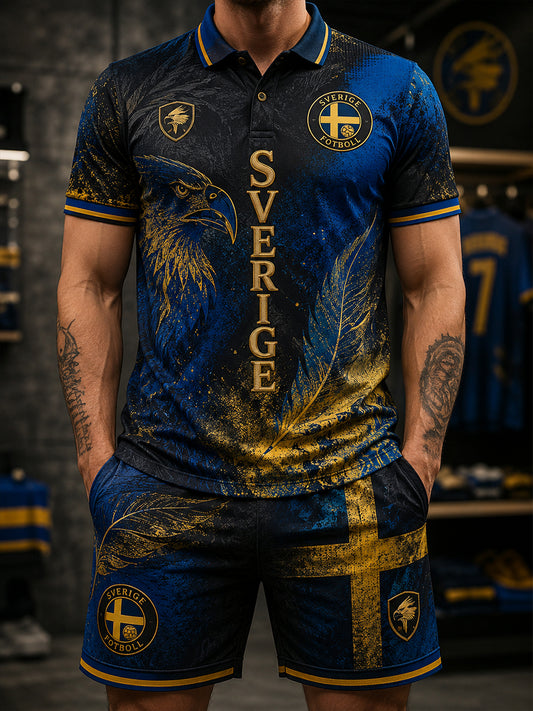 Retro svensk fotbollsfanart-print, avslappnad 2-delad set