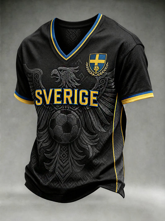Retro svensk fotbollsfan-konsttryck avslappnad tröja