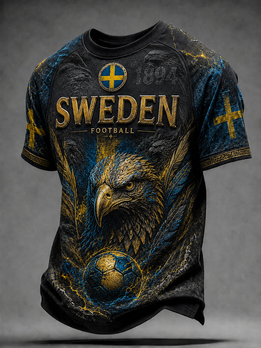Retro svensk fotbollsfan-konsttryck avslappnad tröja