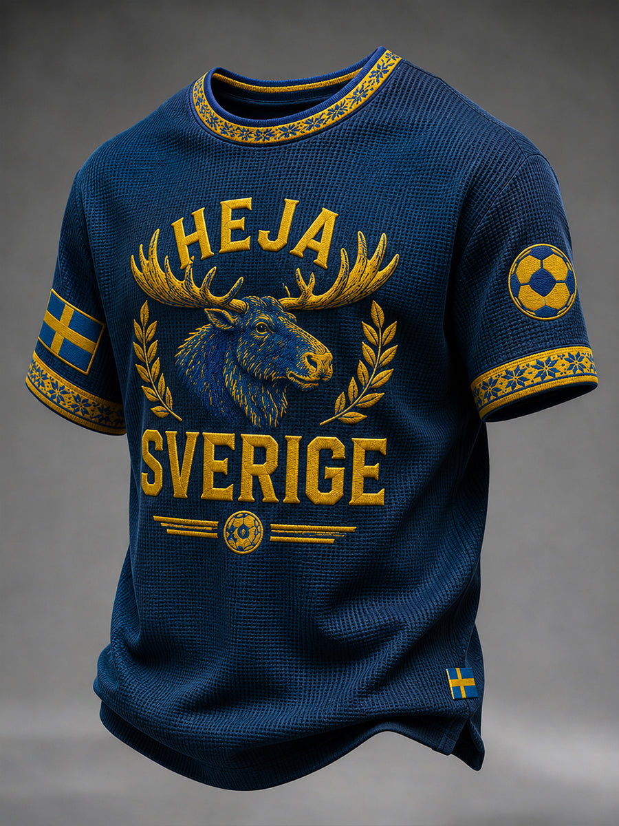 Retro svensk fotbollsfan-konsttryck avslappnad tröja