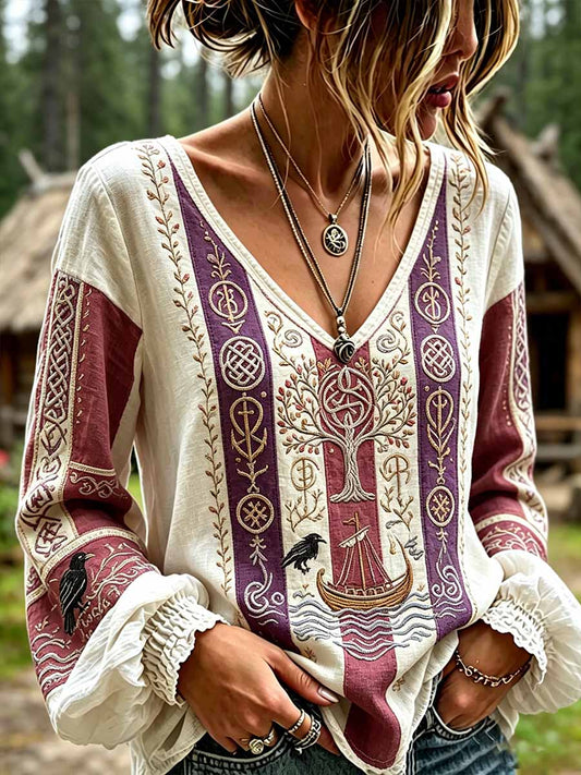 Dammode t-shirt med vikingatryck