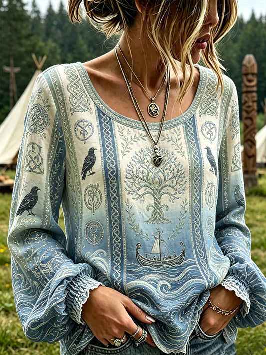 Dammode t-shirt med vikingatryck