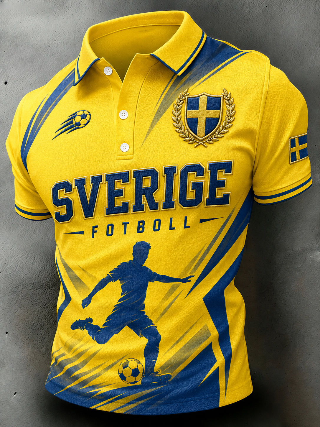 Herrpolotröja med korta ärmar och fotbollsmönster