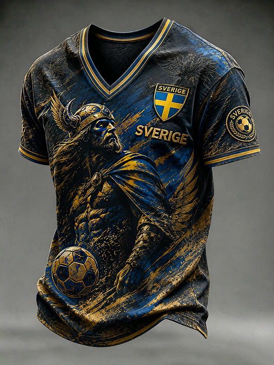 Mans Retro Svensk Fotboll Fan Konsttryck Lässig T-shirt