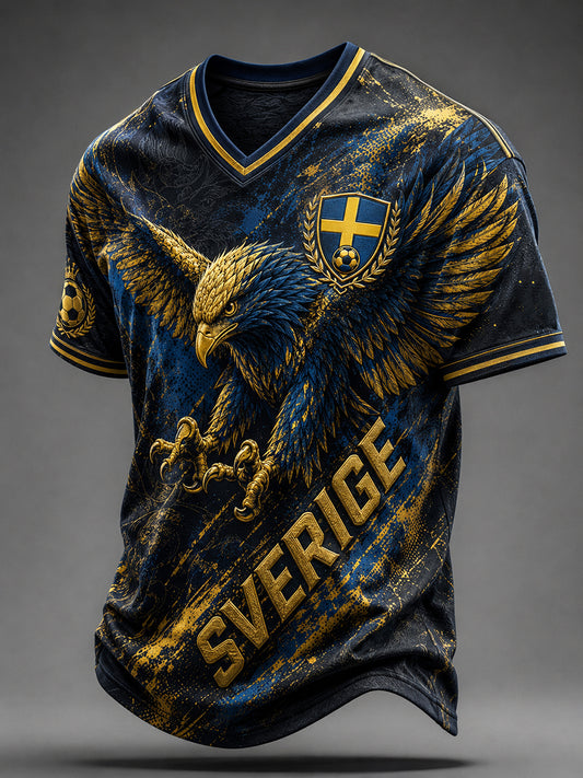 Mans Retro Svensk Fotboll Fan Konsttryck Lässig T-shirt