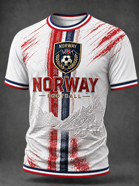 Retro norsk fotballfan-kunsttrykk, uformell t-skjorte