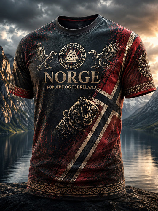 Retro norsk dyremønster hverdags-T-skjorte