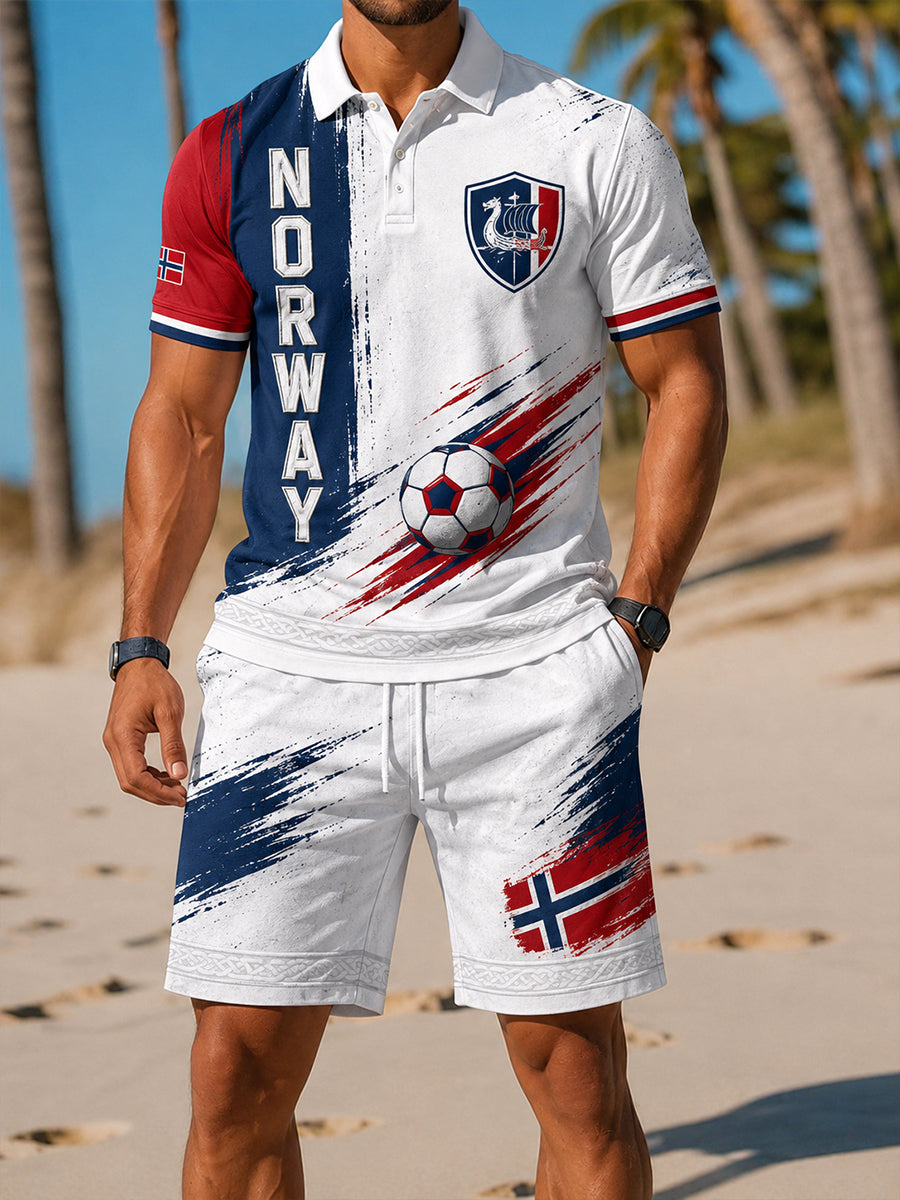 Retro nordisk norsk fotballfan kunst Skriv ut Casual 2-snitssett