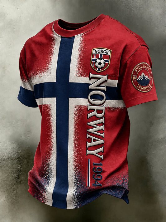 Retro norsk fotballfan-kunsttrykk, uformell t-skjorte