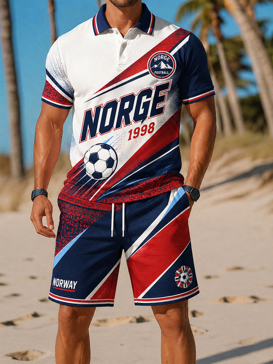 Retro nordisk stil norsk fotballfan-kunsttrykk uformell 2-delssett