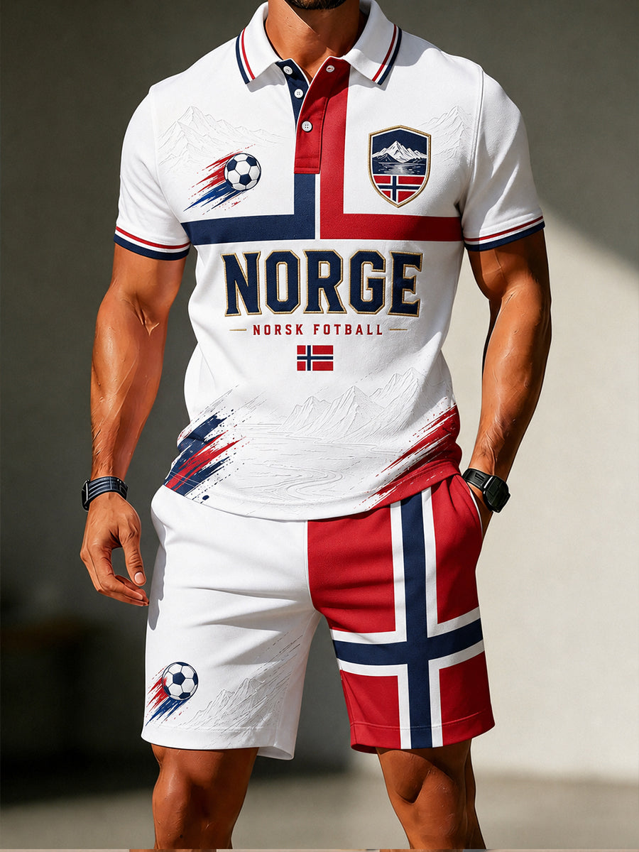 Retro nordisk stil norsk fotballfan-kunsttrykk uformell 2-delssett