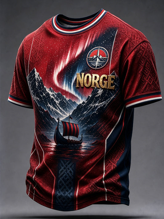 Retro norsk fotballkunstnerisk T-shirt