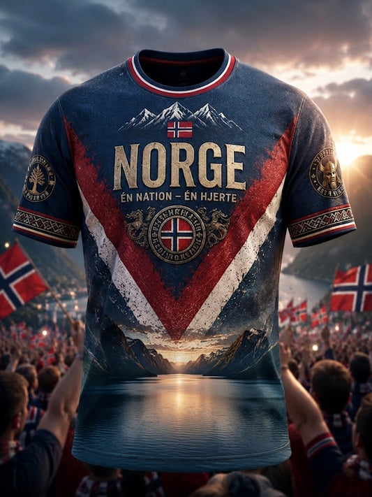 Retro norsk fotballkulisse avslappet t-skjorte