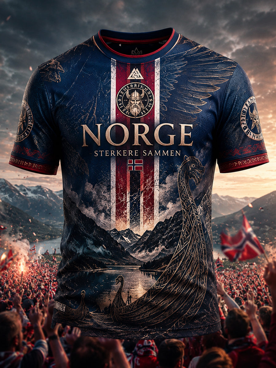 Retro norsk fotballinspirert kunstnerisk hverdags-T-skjorte