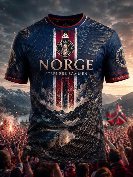 Retro norsk fotballinspirert kunstnerisk hverdags-T-skjorte