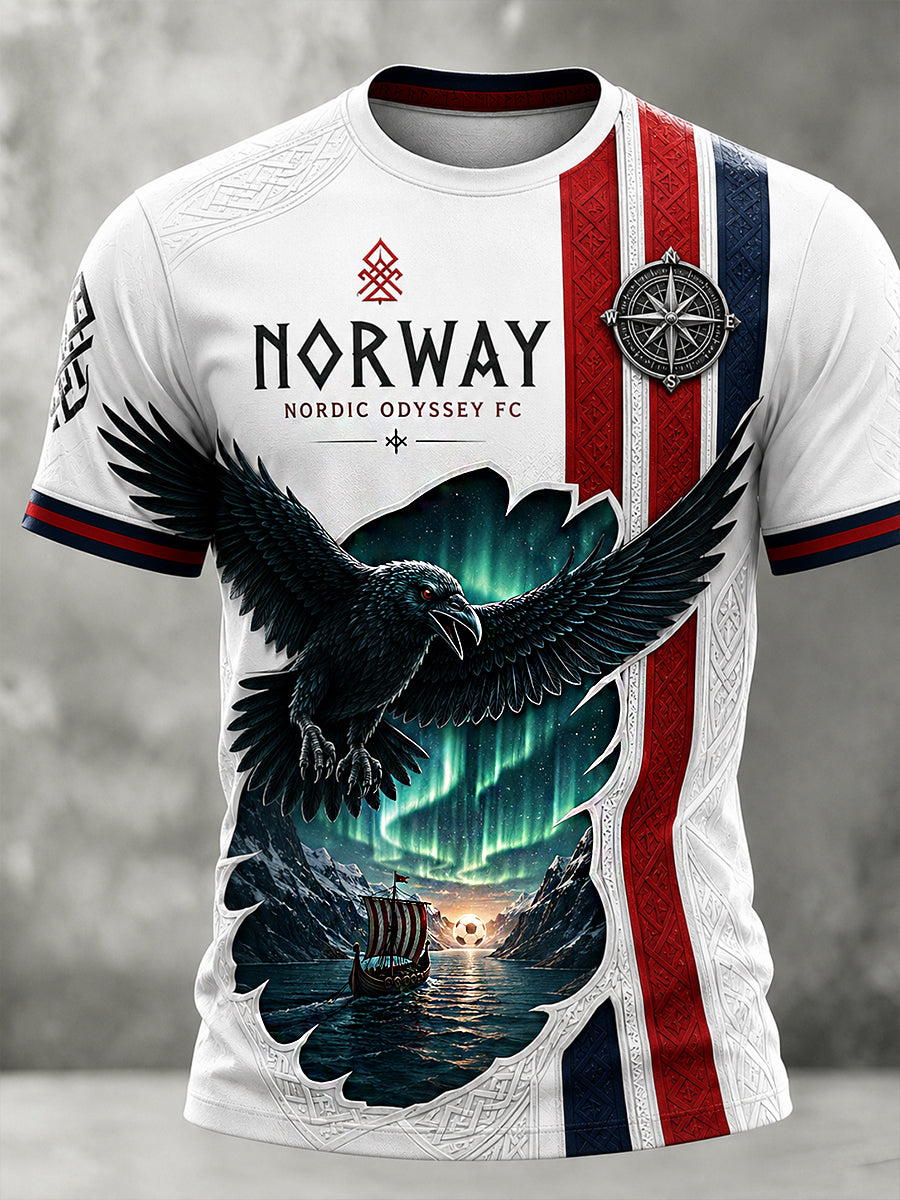 Menns Retro Nordisk Stil Norsk Kunsttrykk Fritidst-skjorte