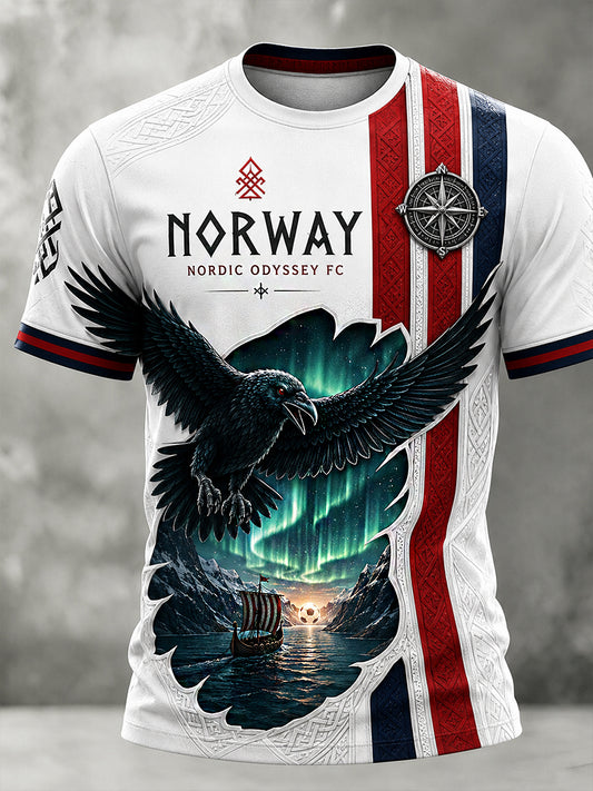 Menns Retro Nordisk Stil Norsk Kunsttrykk Fritidst-skjorte