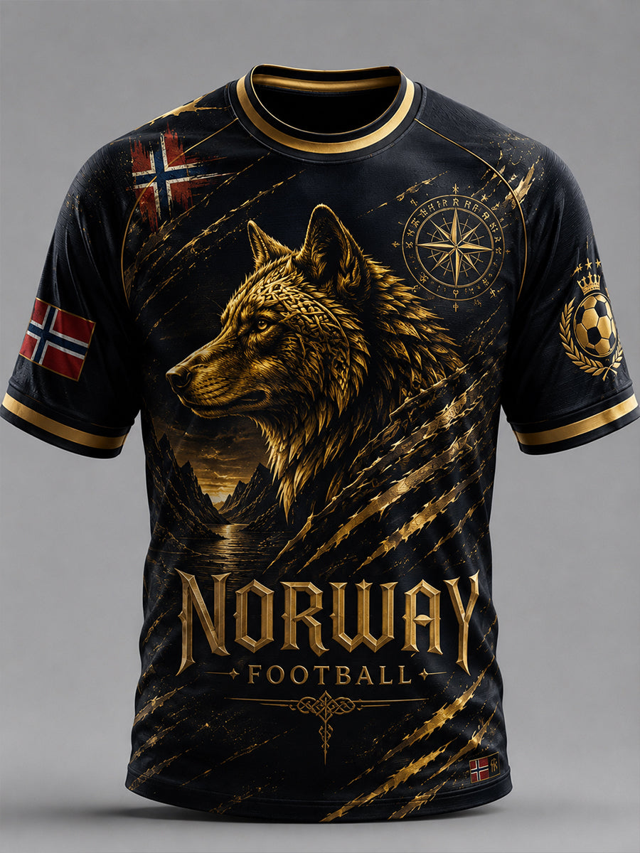 Retro nordisk norsk fotballfan kunst skriv ut tilfeldig T-shirt