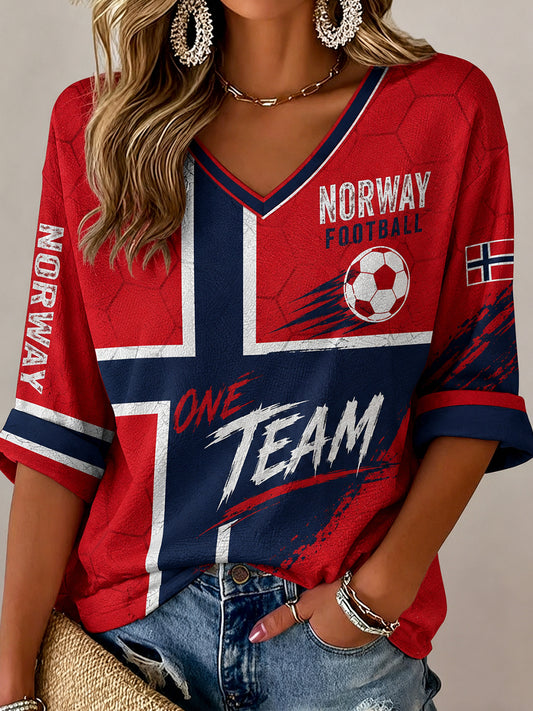 Retro norsk fotballfan-kunsttrykk avslappet topp