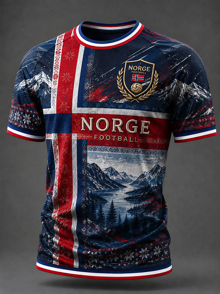Retro norsk fotballfan-kunsttrykk, uformell t-skjorte