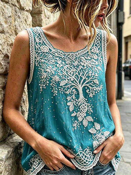Dams tanktop med romantisk vikingatryck