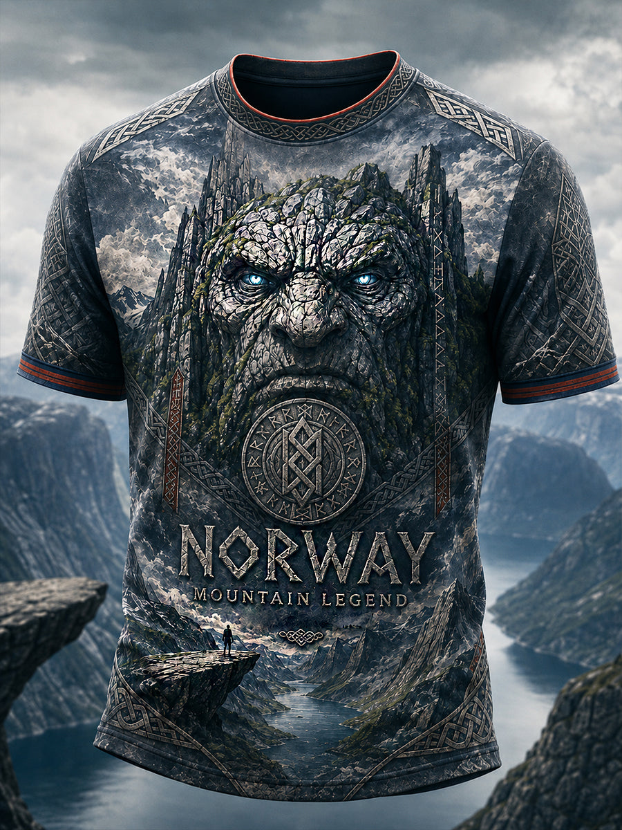 Menns Retro Nordisk Stil Norsk Kunsttrykk Fritidst-skjorte