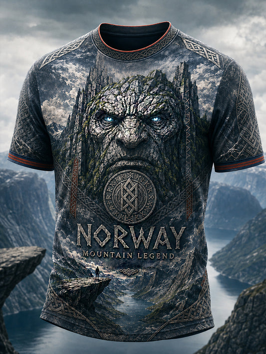 Menns Retro Nordisk Stil Norsk Kunsttrykk Fritidst-skjorte