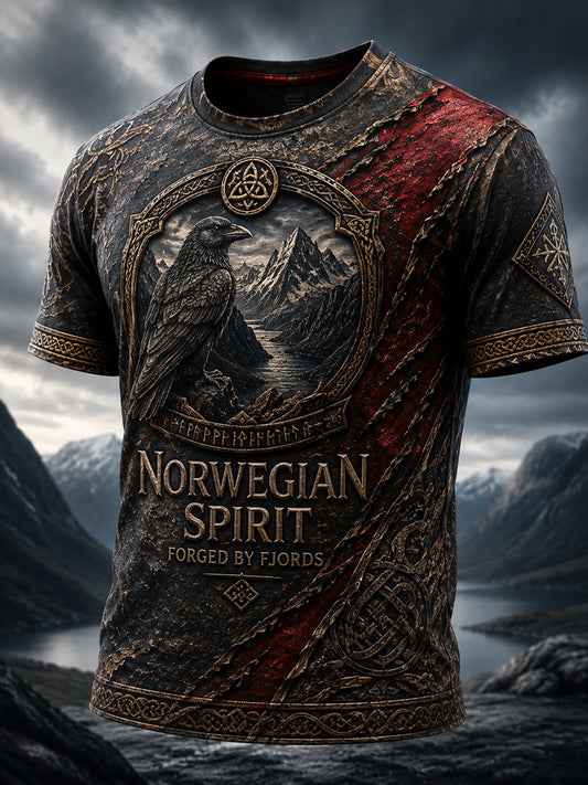 Vintage norsk krakelertrykk avslappet t-skjorte