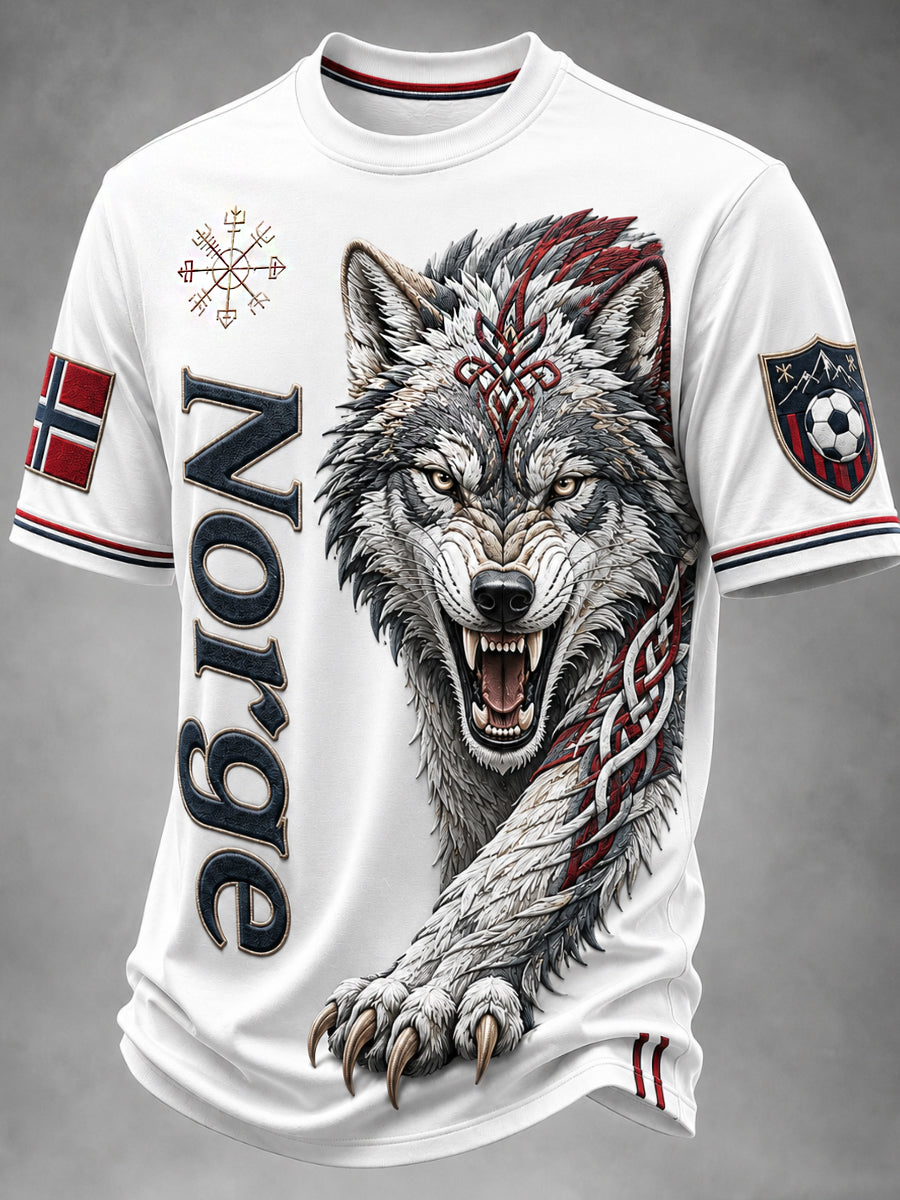 Retro fotballfan-trykk i nordisk stil for Norge – uformell t-skjorte