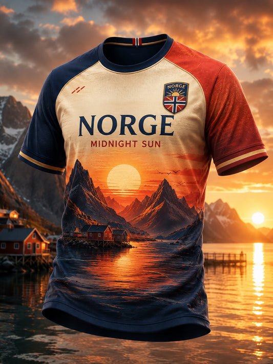 Menns Retro Nordisk Stil Norsk Kunsttrykk Fritidst-skjorte