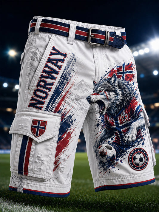 Retro nordisk stil norsk fotballfan-kunsttrykk avslappet lastebukse