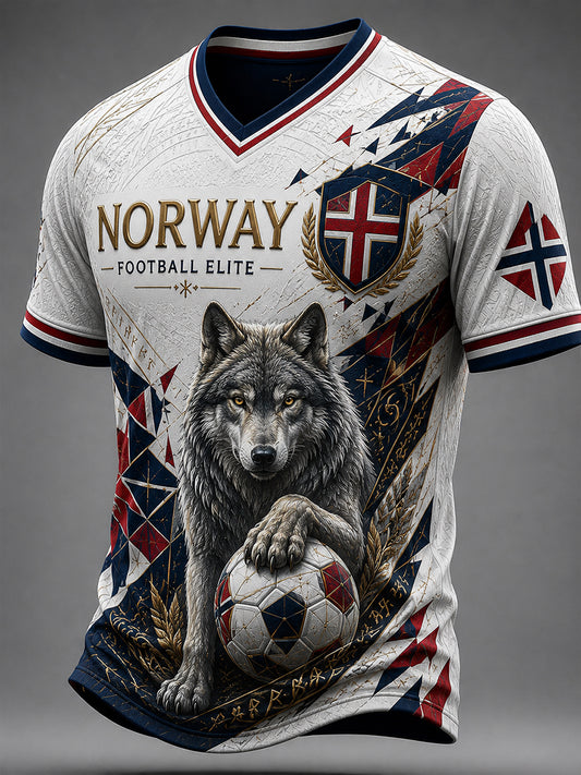 Retro fotballfan-trykk i nordisk stil for Norge – uformell t-skjorte