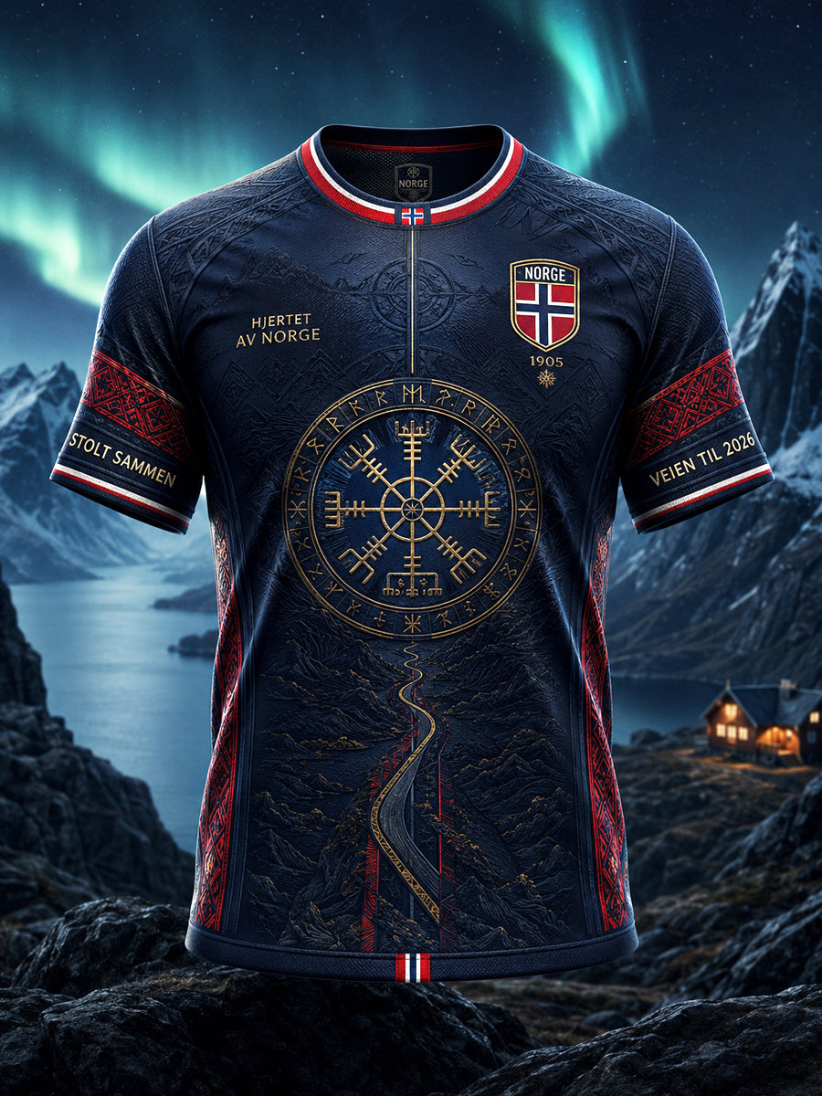 Retro Norge 2026 Fotballkunst Totem Fritids-T-skjorte