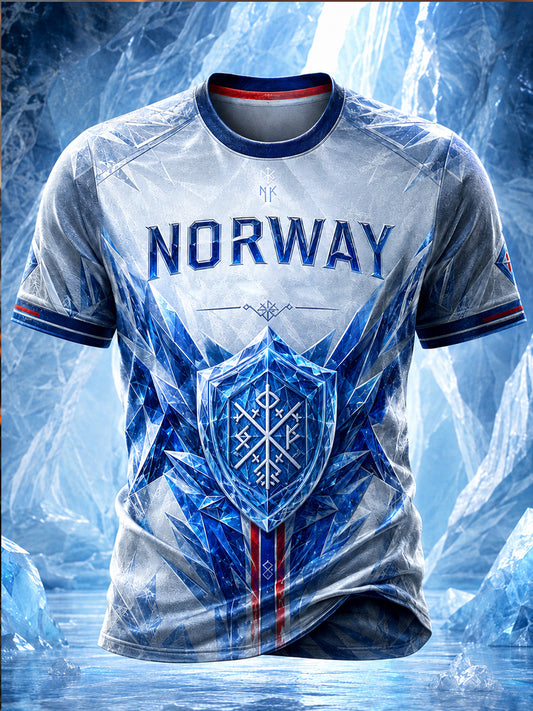 Menns Retro Nordisk Stil Norsk Kunsttrykk Fritidst-skjorte