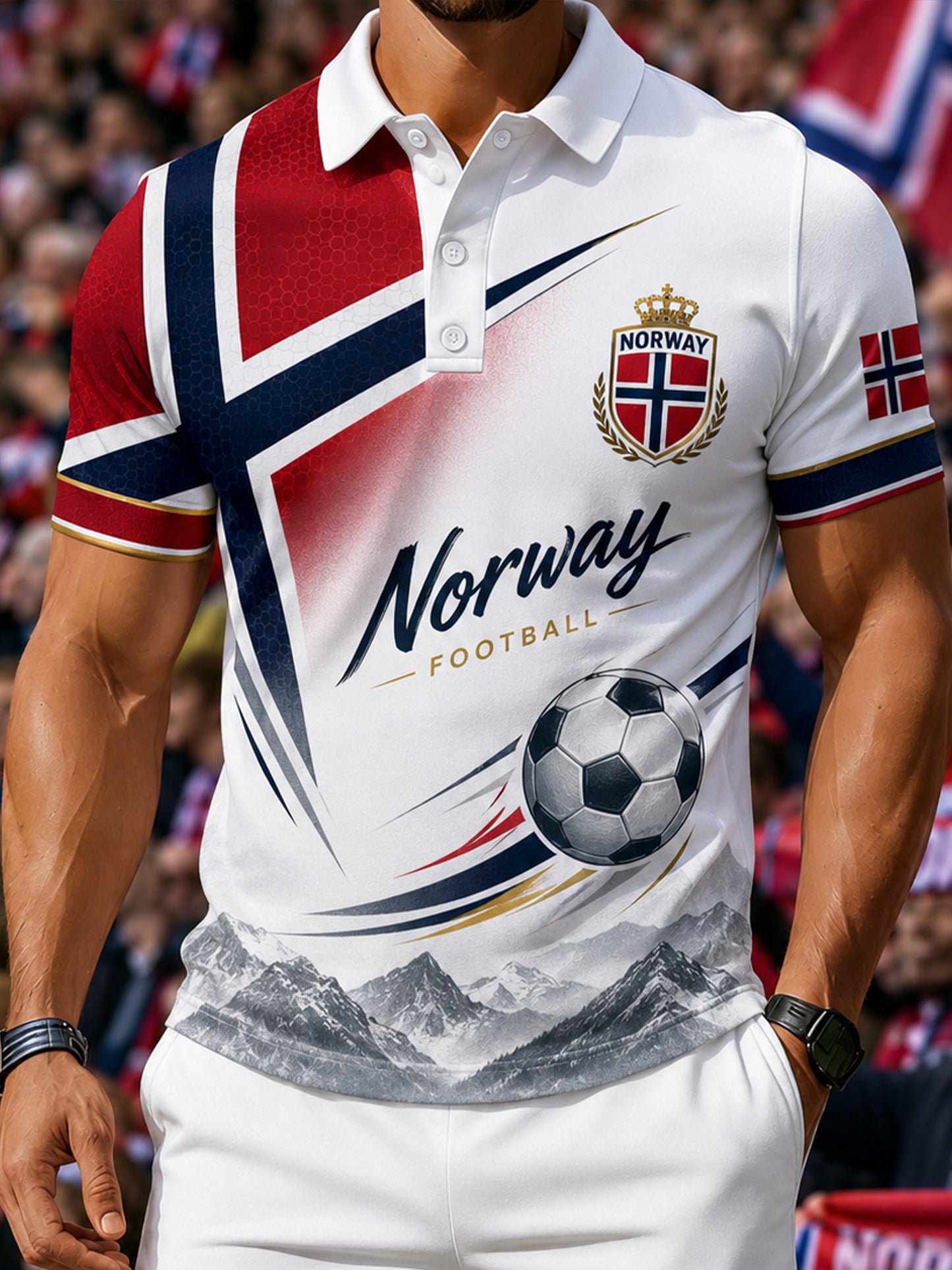 Menns fotballfan-kultur og kunsttrykk poloskjorte fra Norge