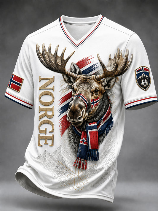 Retro fotballfan-trykk i nordisk stil for Norge – uformell t-skjorte