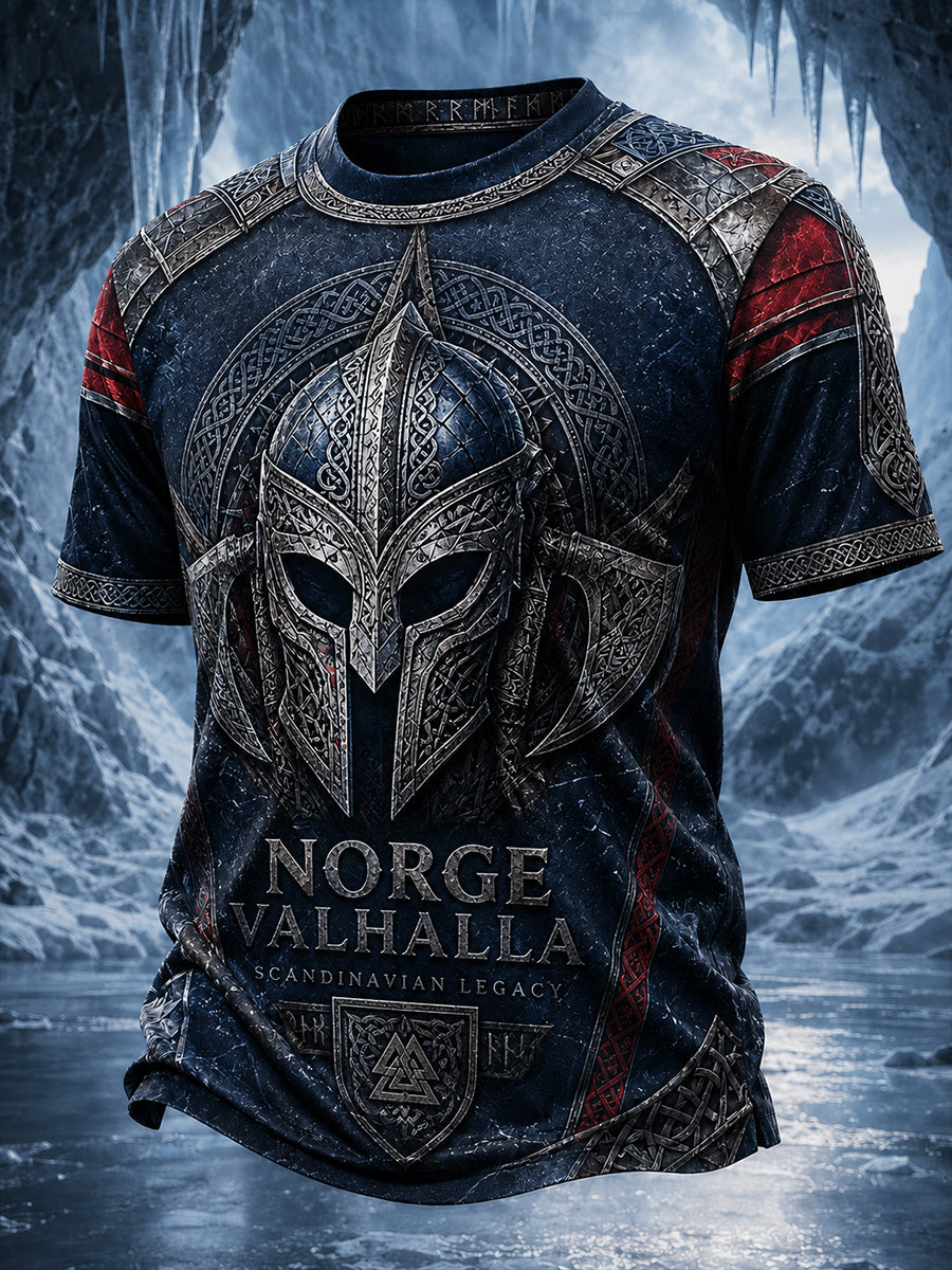Menns Retro Nordisk Stil Norsk Kunsttrykk Fritidst-skjorte