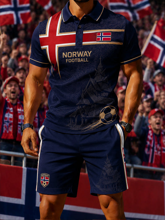 Menns Norge-fotballfan-kultur og kunsttrykk polo-sett
