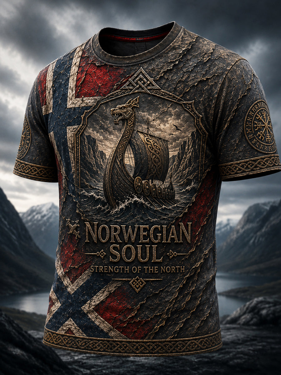 Retro norsk «Framover» totem-fritids-T-skjorte