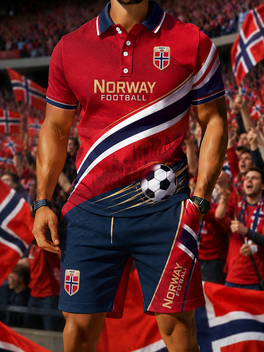 Menns Norge-fotballfan-kultur og kunsttrykk polo-sett