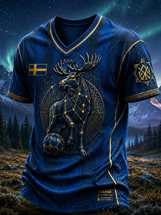 Retro svensk fotbollsfan-konsttryck avslappnad t-shirt tröja