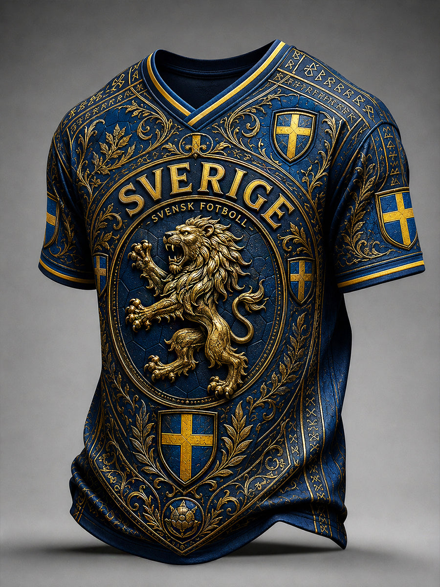 Retro svensk fotbollsfan-konsttryck avslappnad t-shirt tröja
