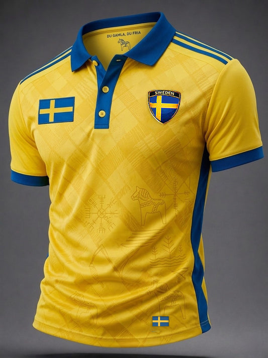 Herrpolotröja med tryck – Svensk fotboll 2026