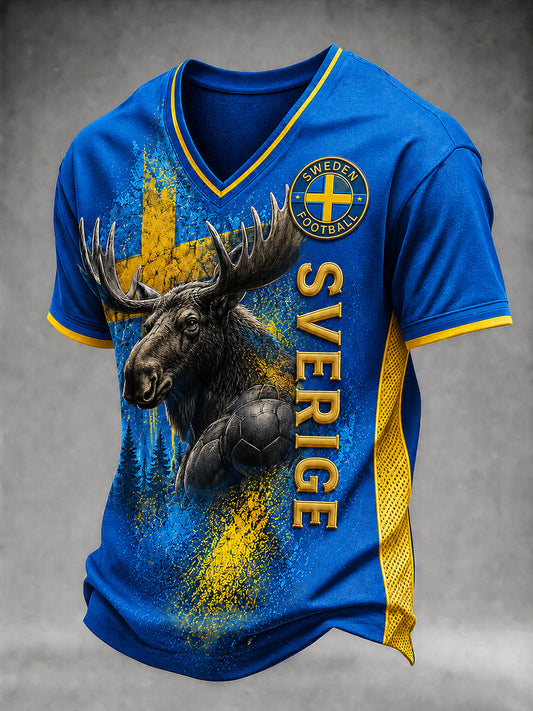 Retro svensk fotbollsfan-konsttryck avslappnad t-shirt
