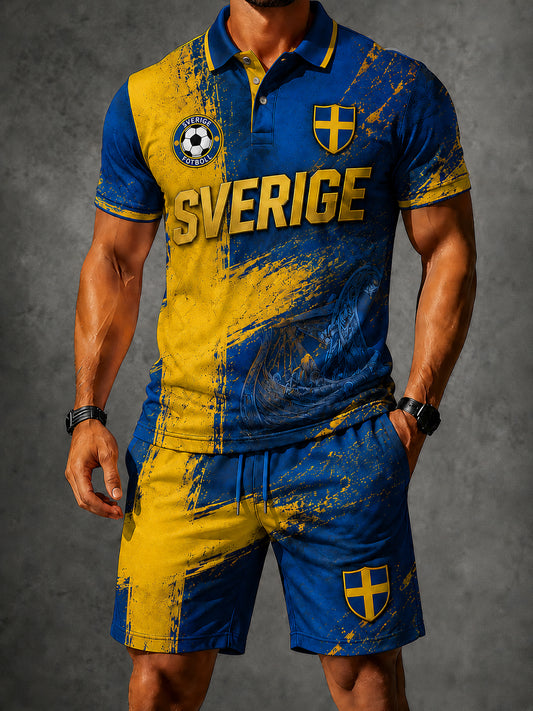 Retro svensk fotbollsfanart-print, avslappnad 2-delad set